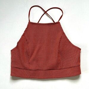 Urban Outfitters White Strappy Crop Tank Size Large L burnt orange UO top button